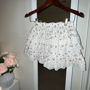 Altar'd State Floral Lace Mini Skirt - White and Pink